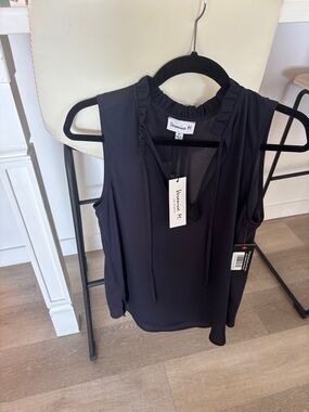 Veronica M Navy Ruffle-Trim Sleeveless Camisole